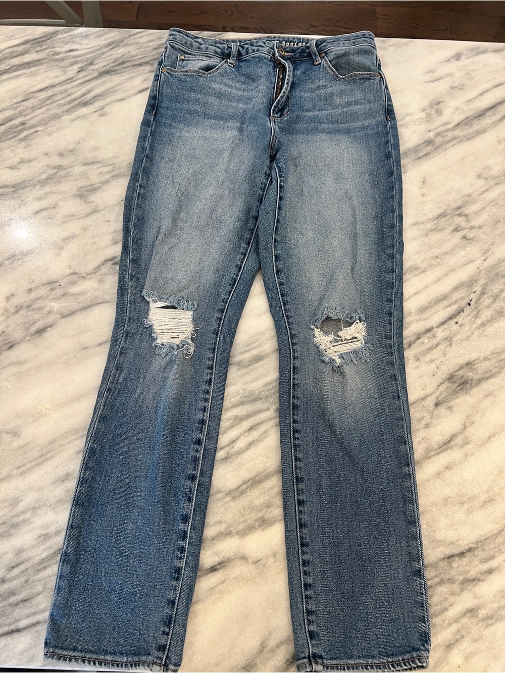 Articles Of Society Distressed Straight Leg Jeans - Blue